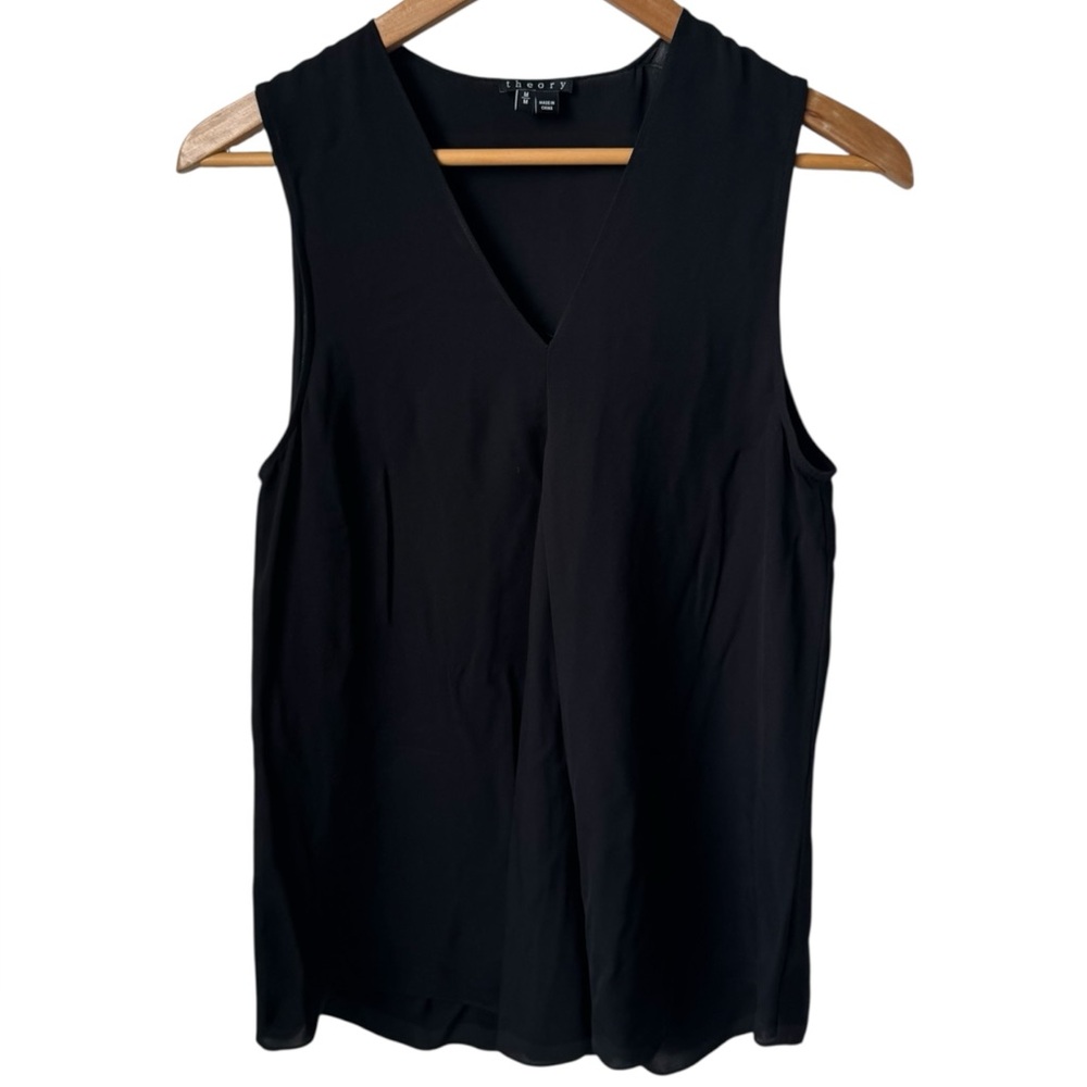 Theory Silk Classic Black V-Neck Blouse